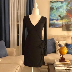 EXPRESS long Sleeve wrap around black dress  XS